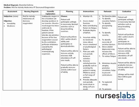 Examples Of Nursing Care Plans Example Document Template Nursing Diagnosis Nursing Care