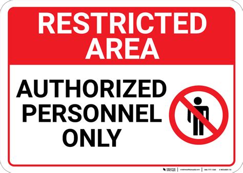 Restricted Area Authorized Personnel Only With Icon Landscape Wall Sign
