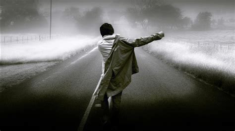 Man Is Walking Alone On Road Hd Depression Wallpapers Hd Wallpapers