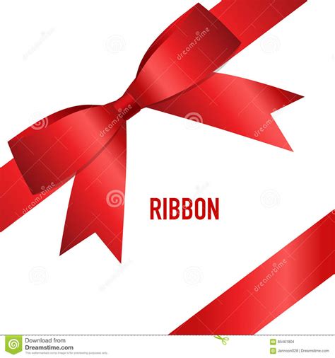 Card With Red Ribbon And Bow Vector Illustration Stock Vector