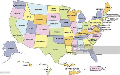 Colored Map Of The United States Of America And