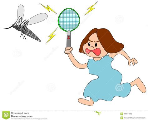 Women Who Are Fighting With Mosquitoes Stock Vector Illustration Of