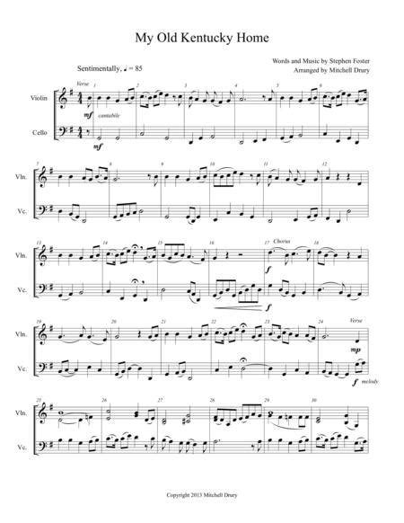 My Old Kentucky Home By Stephen Foster 1826 1864 Digital Sheet Music For Set Of Parts