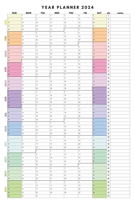 Large 2024 Calendar Printable Year At A Glance 2024 Calendar