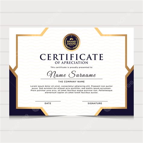 Modelo De Certificado De Diploma Azul E Dourado Elegante Usar Para A