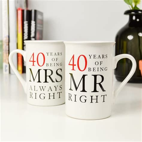 40 Year Anniversary T 40th Ruby Wedding Anniversary Engraved Large