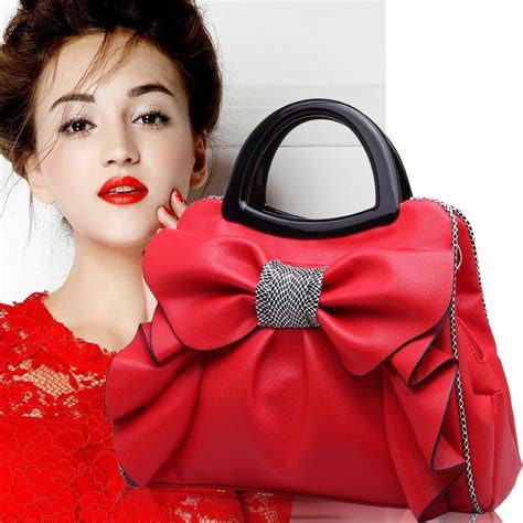 Buy PU Leather Bowknot Flower Hanging Shopping Handbag Shoulder Sling