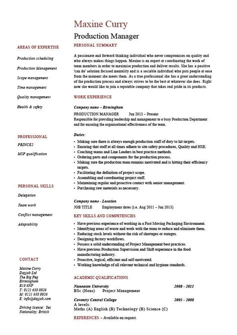 Cv for production manager either for freshers or experienced professionals are designed by our experts to work for any kind of requirement. Production manager resume, samples, examples, template ...
