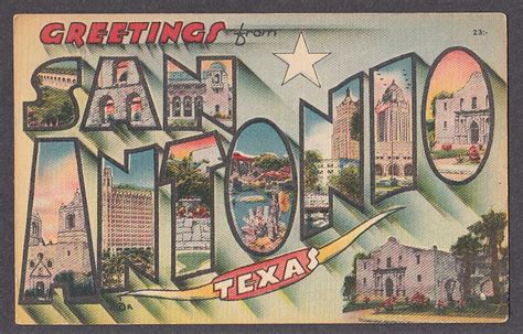 Greetings From San Antonio Tx Large Letter Postcard 1940s 23