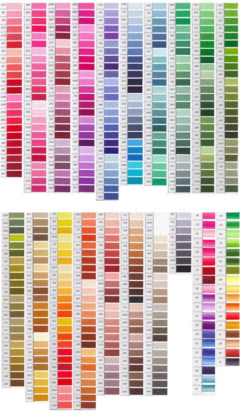 Dmc Color Chart Dmc Embroidery Floss Cross Stitching Embroidery Floss