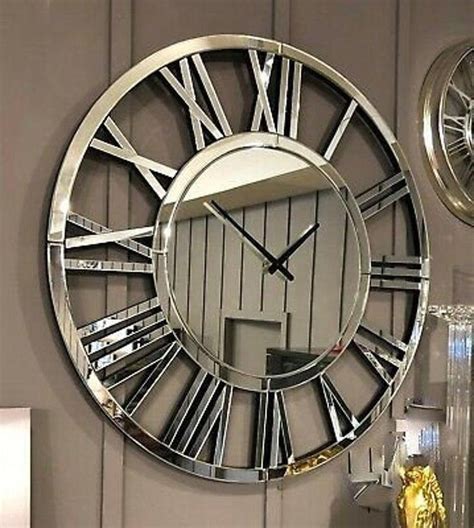 Plexiglass Mirror Wall Clock Extra Large Wall Clock Black Color