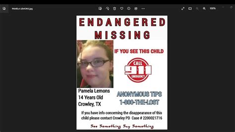 14 YEAR OLD PAMELA LEMONS IS MISSING FROM CROWLEY TEXAS - SHARE HER