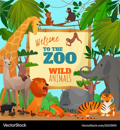 Welcome To Zoo Cartoon Poster Royalty Free Vector Image