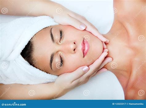Beautiful Young Woman Receiving Facial Massage Stock Image Image Of Background Fresh 12322317