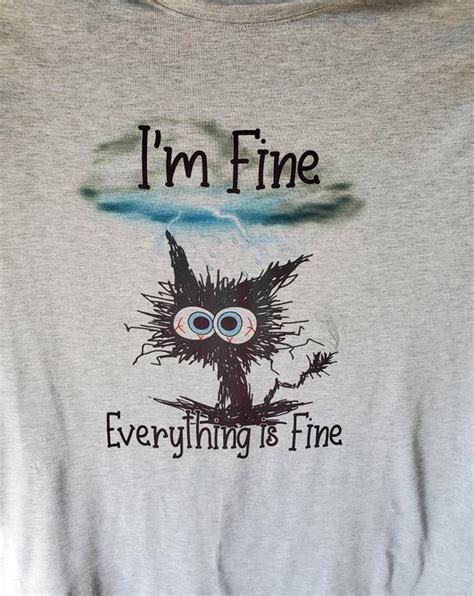 Im Fine Everything Is Fine T Shirt Anxiety Frazzled Cat Fast Shipping