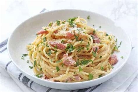 Sauté 3 minutes or until onion starts to brown. One Pot Spaghetti Carbonara - My Fussy Eater | Healthy ...
