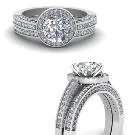 pave round diamond halo wedding ring set in 14k white gold fascinating diamonds