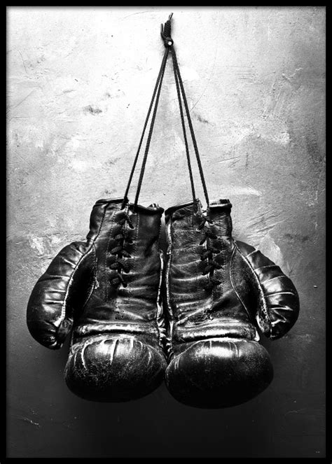 Print With Boxing Gloves Black And White Photo Art Photo Print
