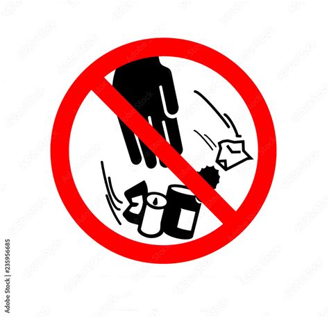 do not litter sign don`t throw trash on the ground prohibition sign with the symbol of a hand
