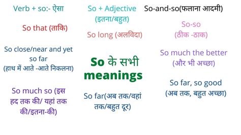 All Meanings Of So And Their Phrases In Hindi Hindi Se English