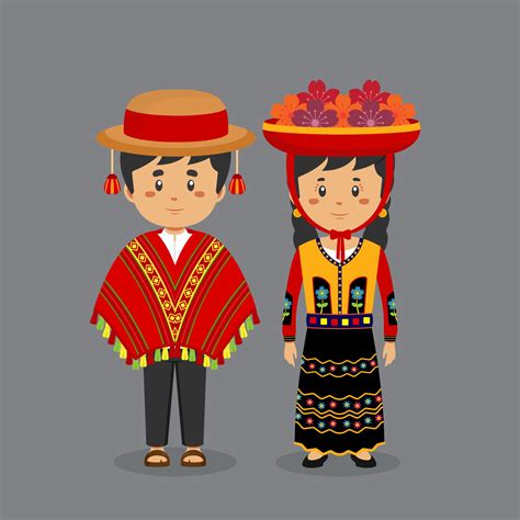 Couple Character Wearing Peru National Dress 3474446 Vector Art At Vecteezy