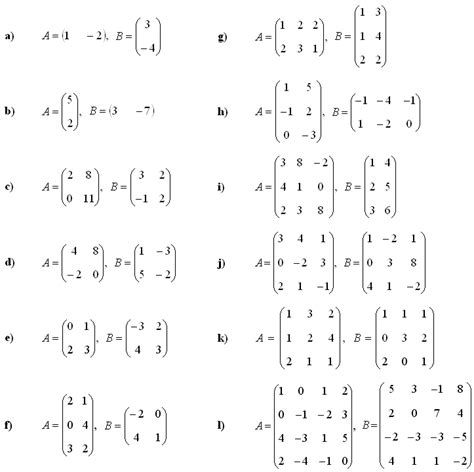 Math Exercises And Math Problems Matrices