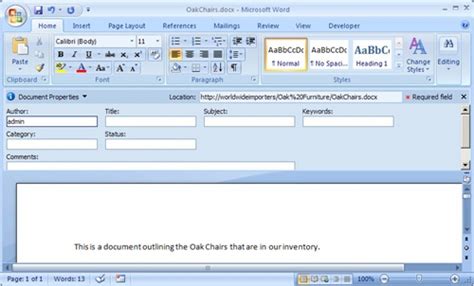 Using The Document Information Panel Microsoft Windows Sharepoint