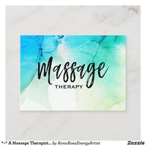 a massage therapist massage therapy watercolor business card massage tips massage room spa