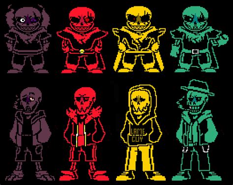 Swapfell Sans And Papyrus Sprite All Versions By Chadspriter123 On