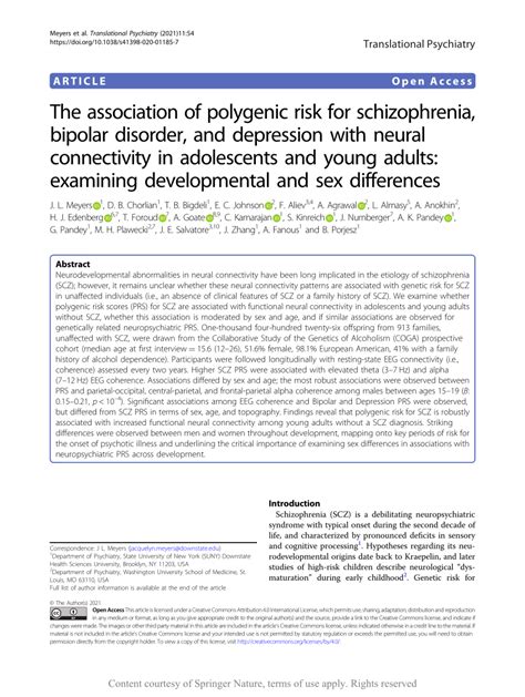 Pdf The Association Of Polygenic Risk For Schizophrenia Bipolar Disorder And Depression With