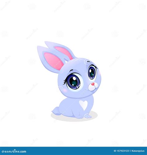 Little Baby Easter Rabbit With Kawaii Big Eyes Stock Vector