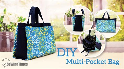 Diy Multi Pocket Bag Tote Bag With 5 Pockets Sewing Tutorial