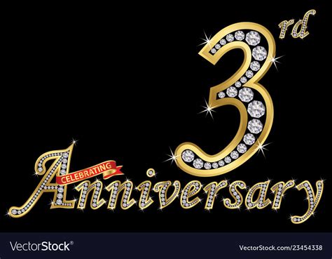 Celebrating 3rd Anniversary Golden Sign Royalty Free Vector