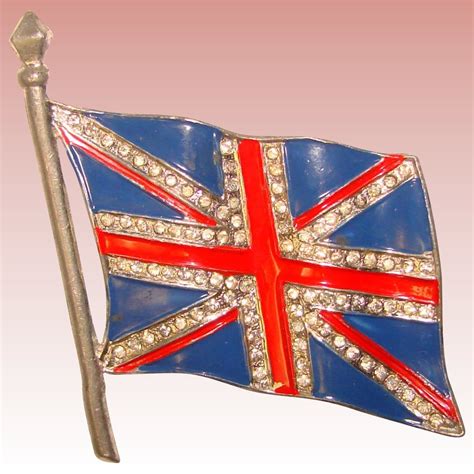 S Union Jack Enamel Rhinestone Flag Brooch Union Jack Flag