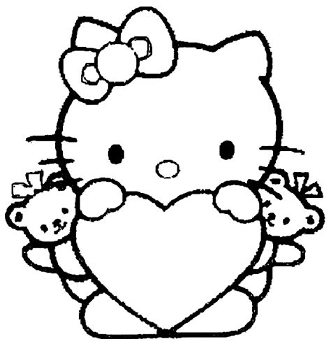 25 cute hello kitty coloring pages your toddler will love. Valentine Hello Kitty With Heart | Hello kitty coloring ...