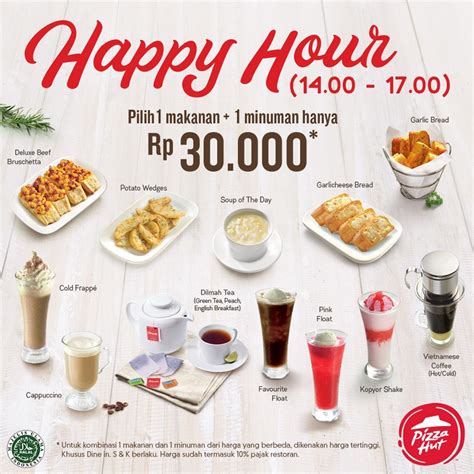 Banyak sekali outlet yang menyediakan menu pizza. Pizza Hut Happy Hour Cuma Rp 30,000
