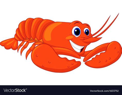 Cute Lobster Cartoon Vector Image On สัตว์