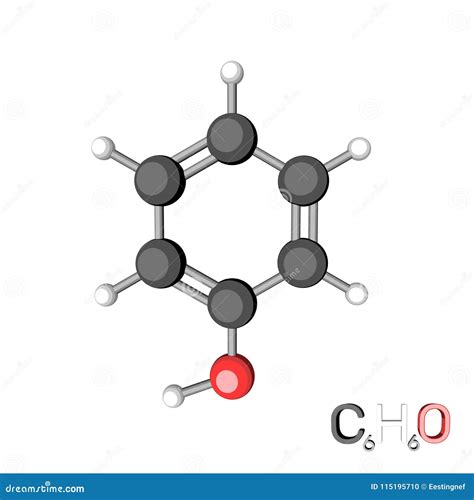 Phenol Model Molecule Isolated On White Background 3d Rendering
