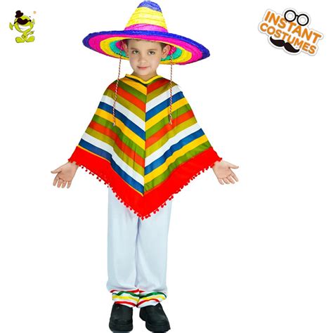 Kids Mexican Rainbow Costume Outfits Fancy Dress Up Halloween Cosplay