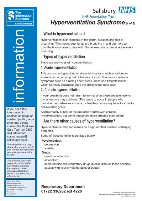 Hyperventilation Syndrome Icid Salisbury Nhs Foundation Trust