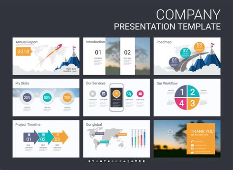 Presentation Slide Template For Your Company With Infographic Elements Vector Art At