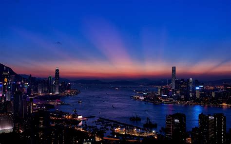 Download Wallpaper 3840x2400 Hong Kong Night City Skyscrapers 4k