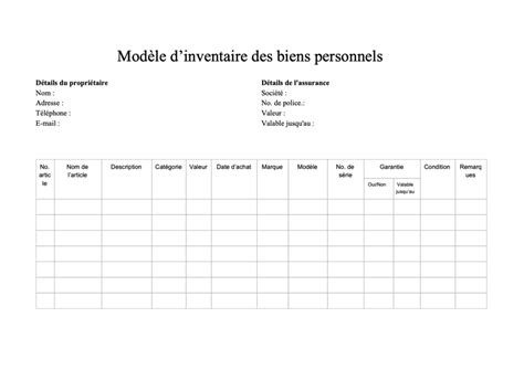 Modèle d'inventaire gratuit  Télécharger des modèles de liste d'inventaire