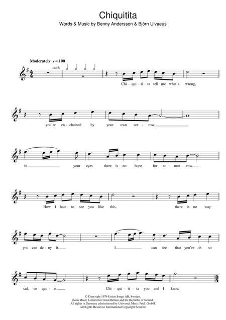 Chiquitita By Abba Benny Andersson Digital Sheet Music For Individual Part Download Print