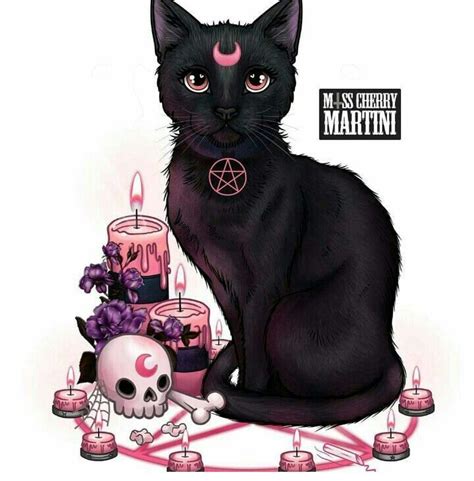 Black Cat Magic Witch Art Halloween Art Cat Art