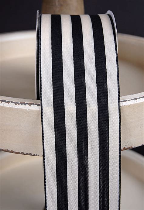 Black And Ivory Striped Ribbon 25 X 10 Yards