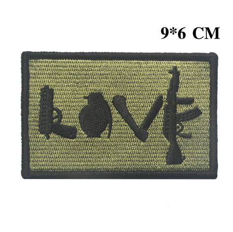 Embroidered Love Patches Gun Knife Refile Us Army Morale