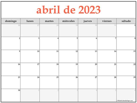 Calendario Abril 2023 El Calendario Abril Para Imprimir Gratis Mes Y