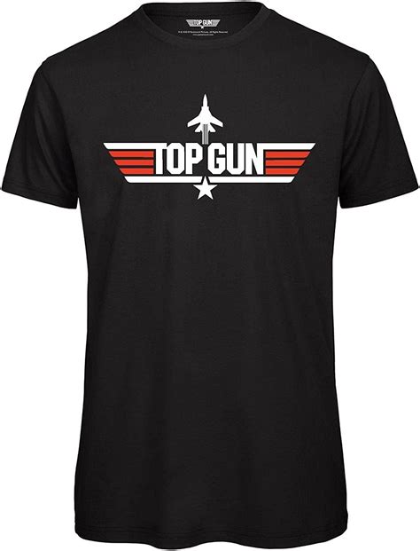 Top Gun Logo Mens T Shirt Black Topgun Screen Printed Top