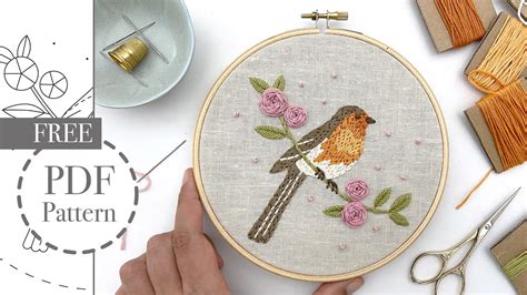 How To Embroider A Bird Free Hand Embroidery Pattern For Beginners